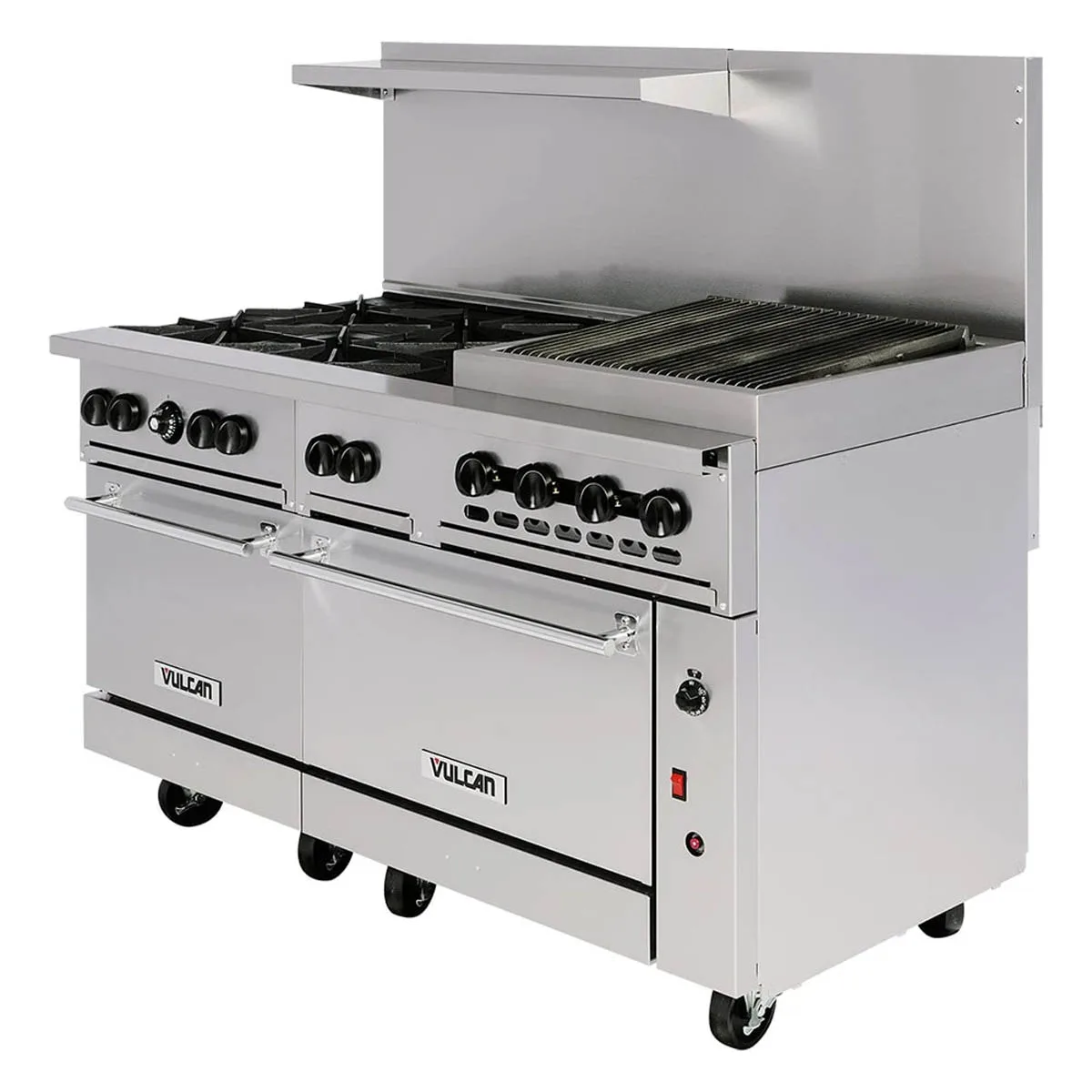 Vulcan 60SC-6B24GB 60" Gas Restaurant Range w/ (6) Open Burners, 24" Griddle/Broiler Right, (1) Standard Oven, (1) Convection Oven, 268.000 BTU