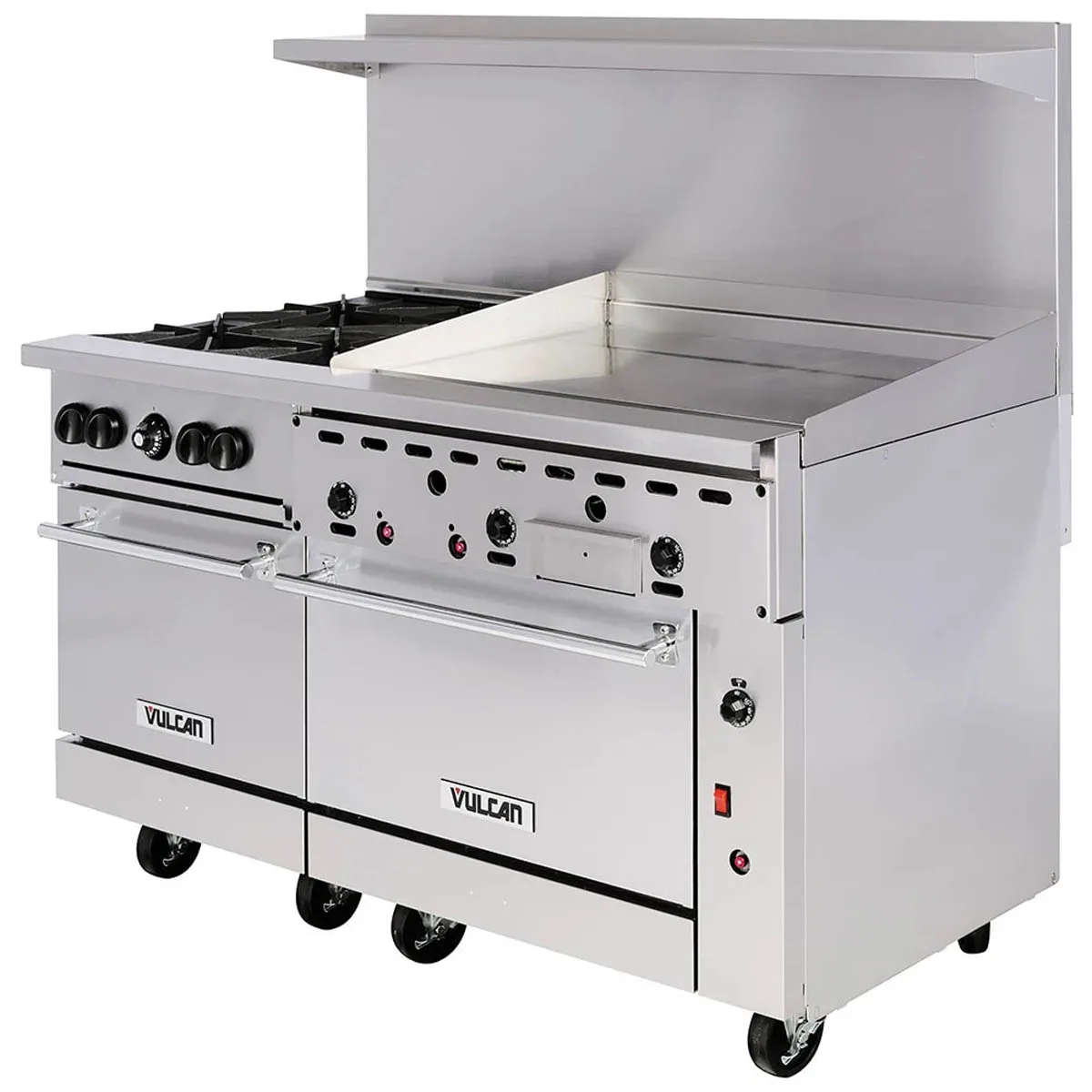 Vulcan 60SC-4B36G 60" Gas Restaurant Range w/ (4) Open Burners, 36" Griddle Right, (1) Standard Oven, (1) Convection Oven, 238.000 BTU