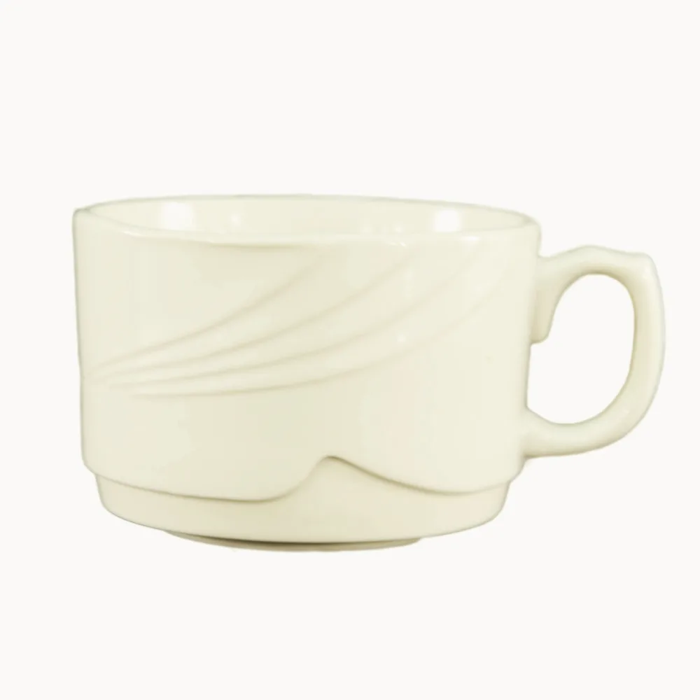 CAC China GAD-56 15 oz Porcelain Coffee Cup 4"3/8 Dia x 2"7/8 Ht White Stackable - 1 Dozen