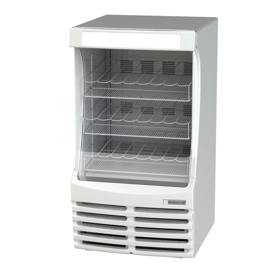 Beverage Air BZ13HC-W 30" White Open Air Merchandiser, 3 Shelves, Curved Solid Sides, 13 cu. ft.