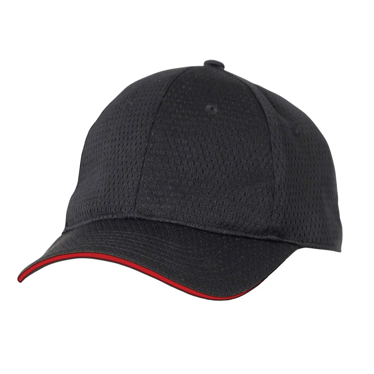 Chef Works BCCT-RED-0 Black Baseball Cap, Cool Vent, Red Trim, 100% Polyester, One Size