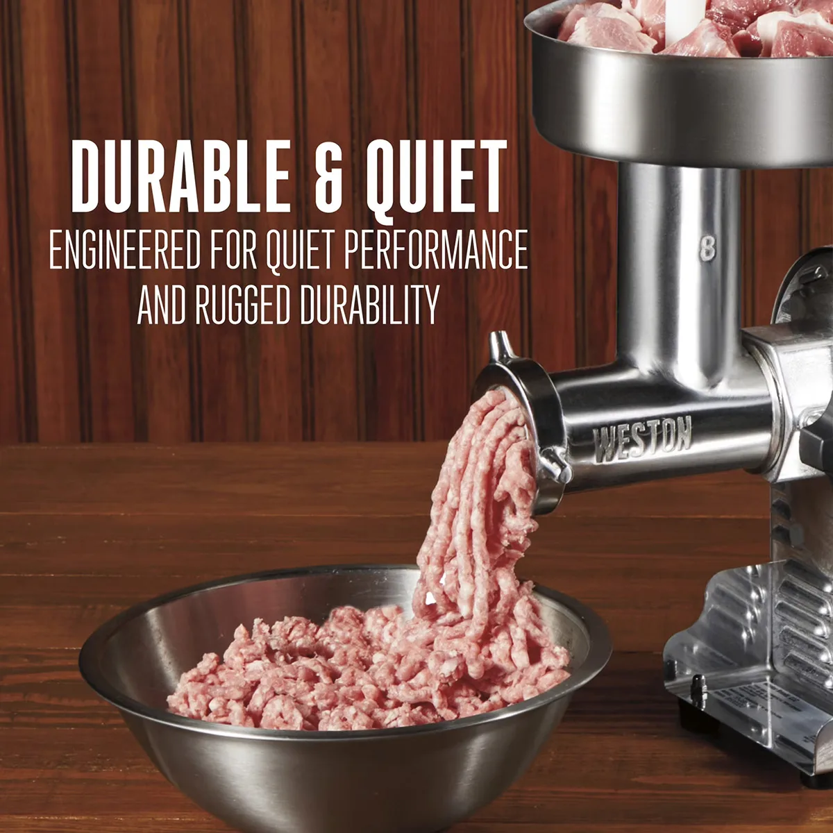 Hamilton Beach 10-0801-W Meat Grinder, #8 Hub, 3/4 HP, 550W, 120V, 4.5mm/7mm Plates, 4 Sausage Funnels