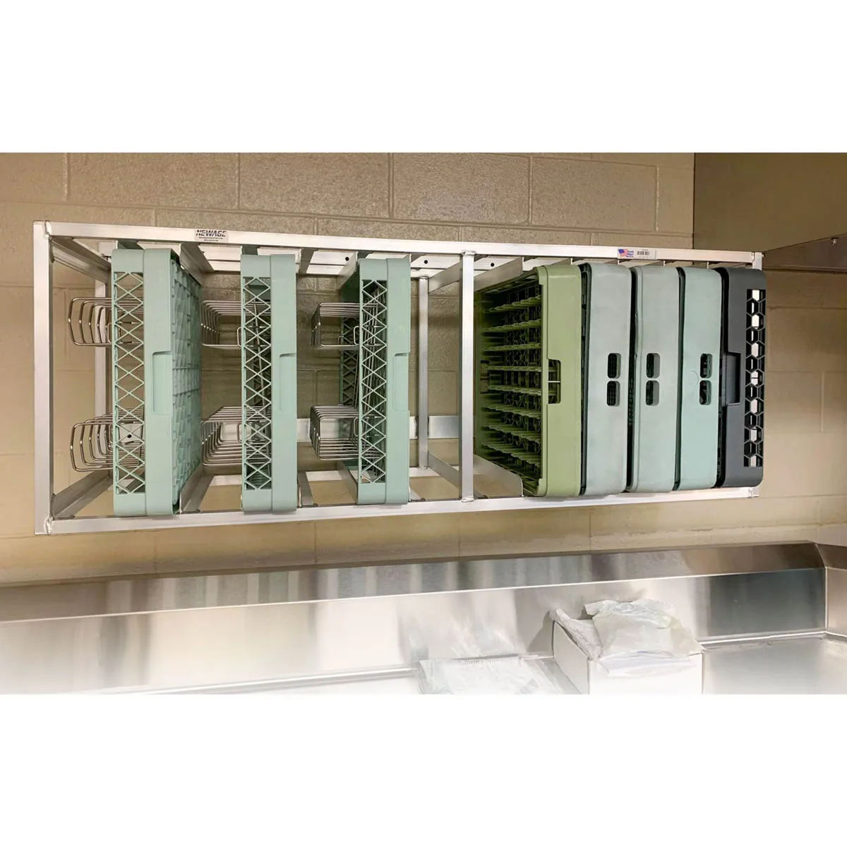 New Age 52924 Aluminum Wall Mounted Dish Rack Holder - 61-1/2"W x 18"D
