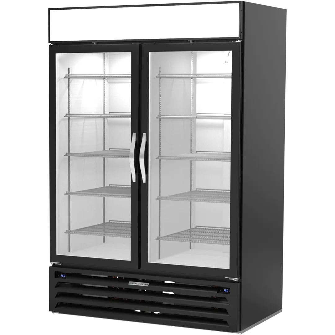 Beverage Air MMRR49HC-1-A-BW 52" Dual Temp 2 Glass Door Merchandiser in Black, 42 cu. ft.