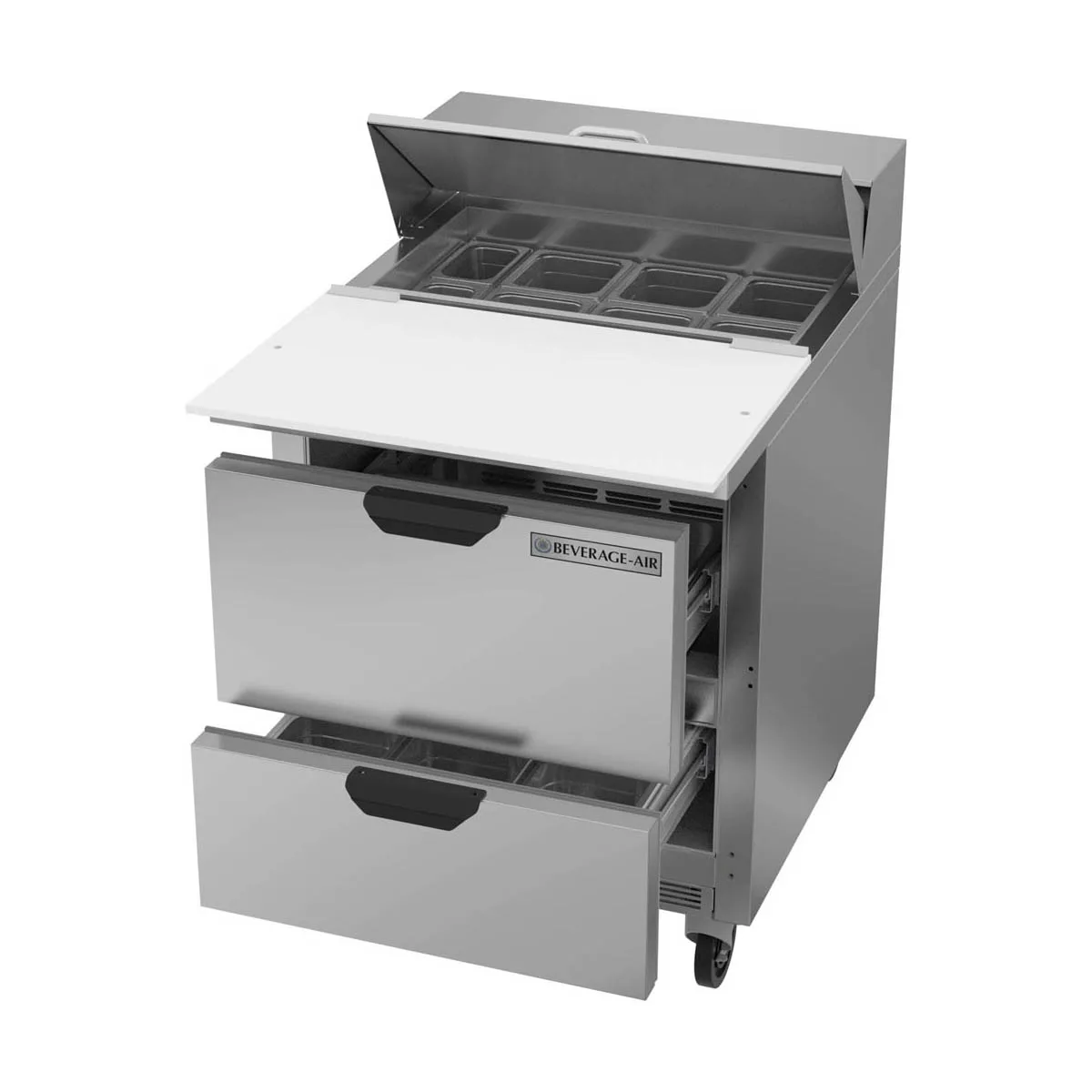 Beverage Air SPED27HC-C 27" One Section Sandwich/Salad Prep Table w/ 2 Drawers, 6 pans, 6.75 cu. ft.