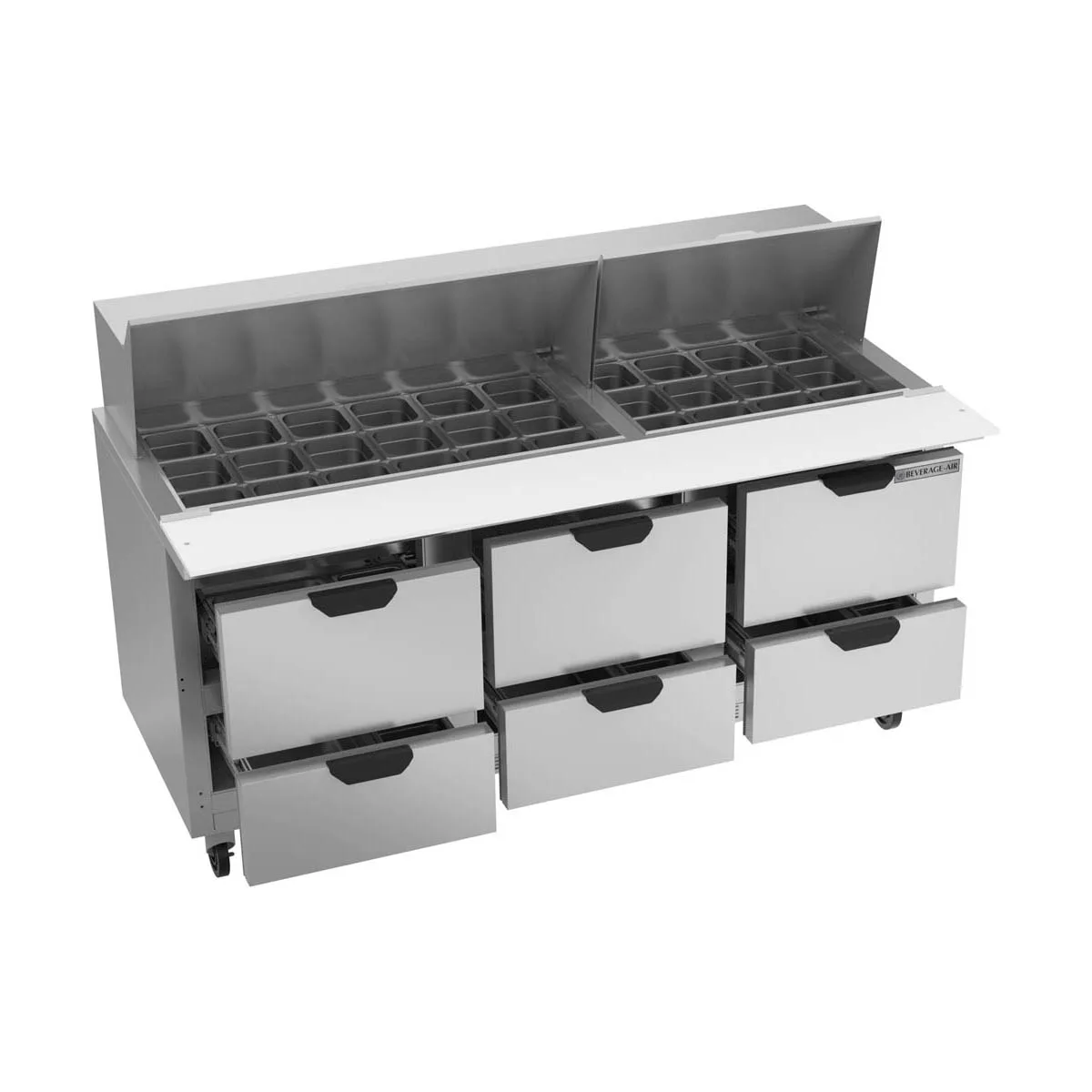 Beverage Air SPED72HC-30M-6 72" Mega Top Sandwich/Salad Prep Table w/ 6 Drawers, 30 Pans