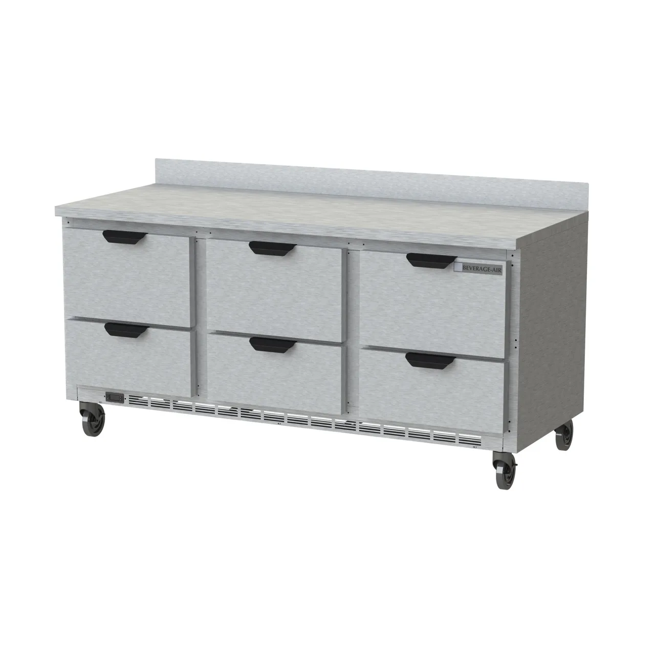Beverage Air WTRD72AHC-6 72" 3-Section Worktop Refrigerator w/ 6 Drawers, 17.88 cu. ft.