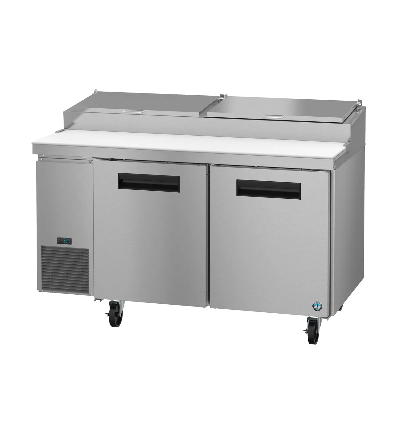 Hoshizaki PR60B 60" 2-Section Refrigerated Pizza Prep Table w/ 2 Doors, (8) 1/3 Size Pans