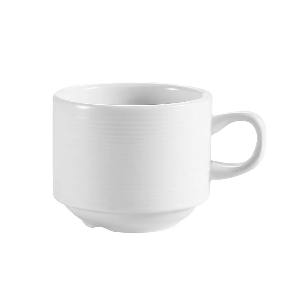 CAC China HMY-1-S Harmony Coffee Cup, 8.5 oz (3.5" Dia x 2.75" H), Porcelain, Stackable - 1 Dozen