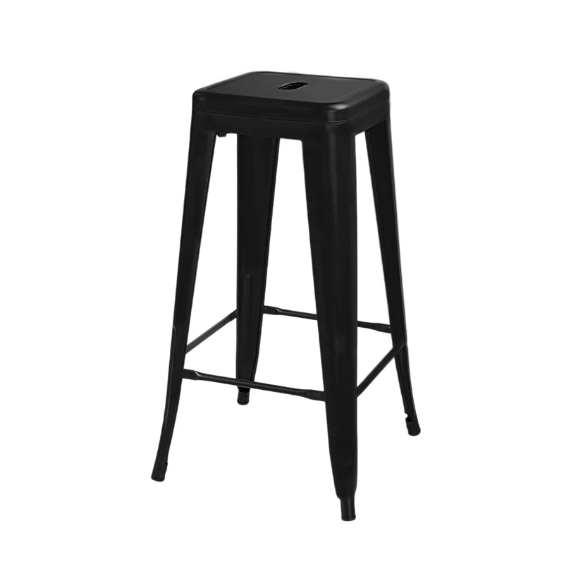 Klinger's Trading C800-BS-BLACK Stackable Black Bar Stool with Drainage Holes