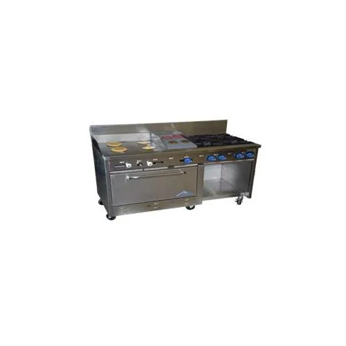 Comstock-Castle F33033-6RB 72" Gas Restaurant Range w/ 72" Full Charbroiler, (1) Standard Oven, (1) Cabinet Base, 210.000 BTU
