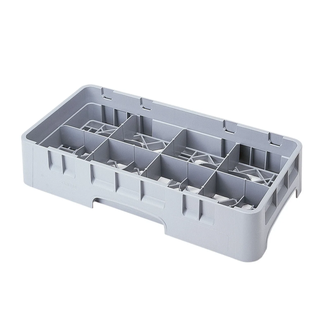 Cambro 8HC258151 Camrack Cup Rack, Half Size, Soft Gray, 9-7/8" x 19-3/4" x 4", 8 Compartments, 2-5/8" Max Height, HACCP Compliant, NSF
