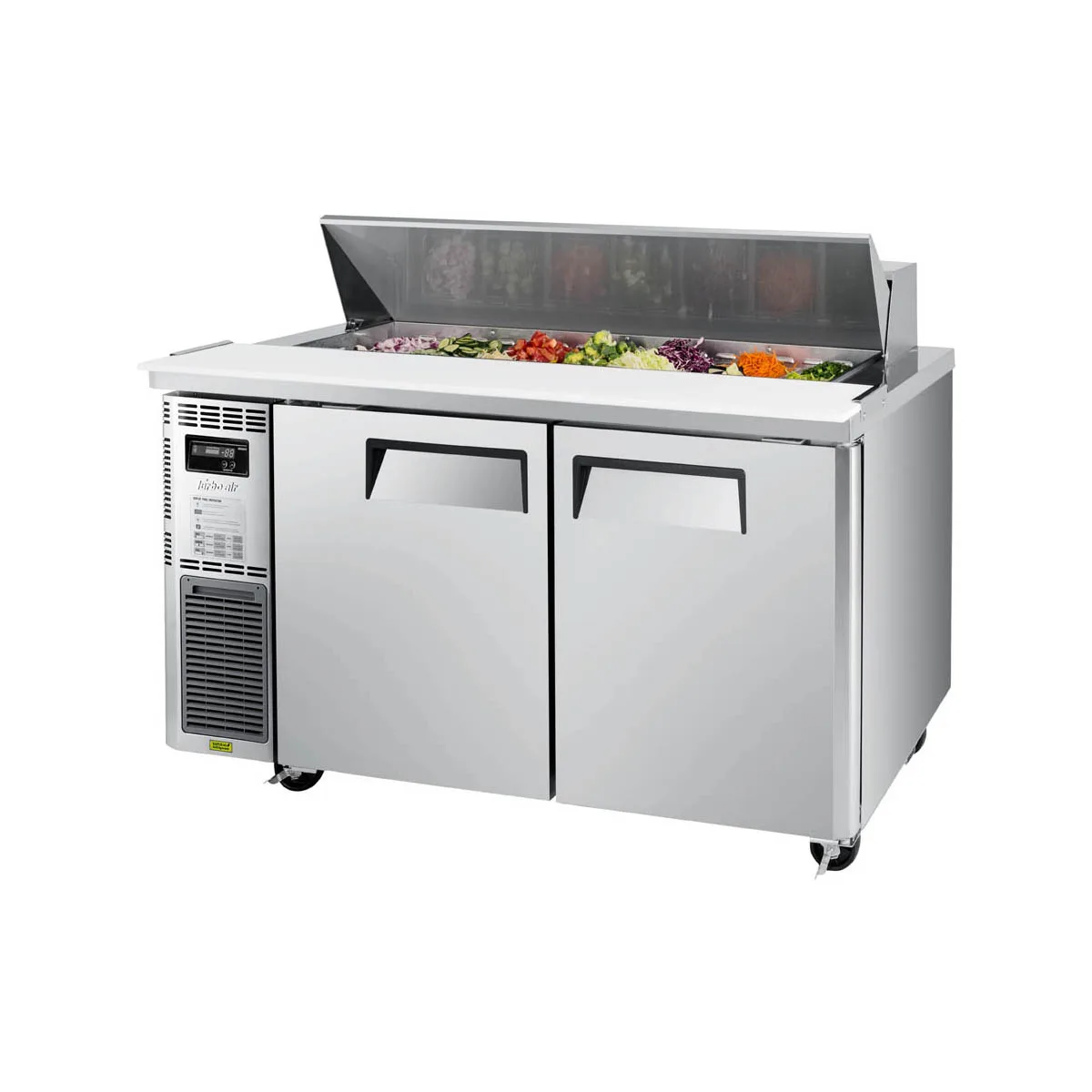 Turbo Air JST-60-N 59" Two Section Sandwich / Salad Prep Table w/ 2 Doors, 14 Pans