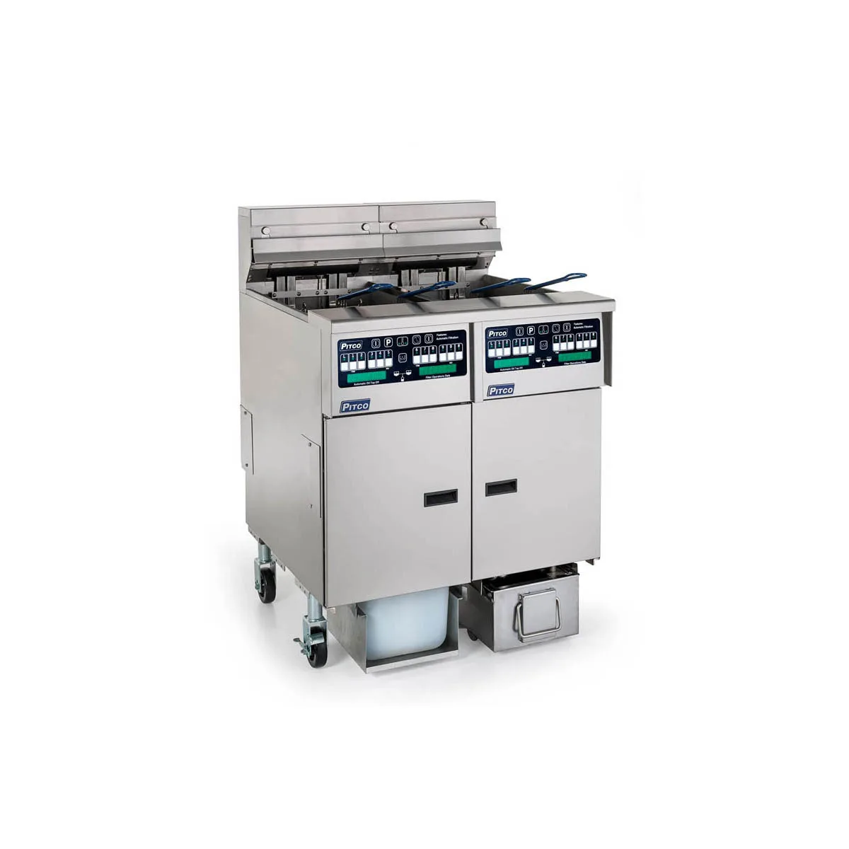 Pitco SELV14C/184/FD Multiple Battery Electric Floor Fryer w/ (1) 30-Lb. & (1) 40-Lb. Vats