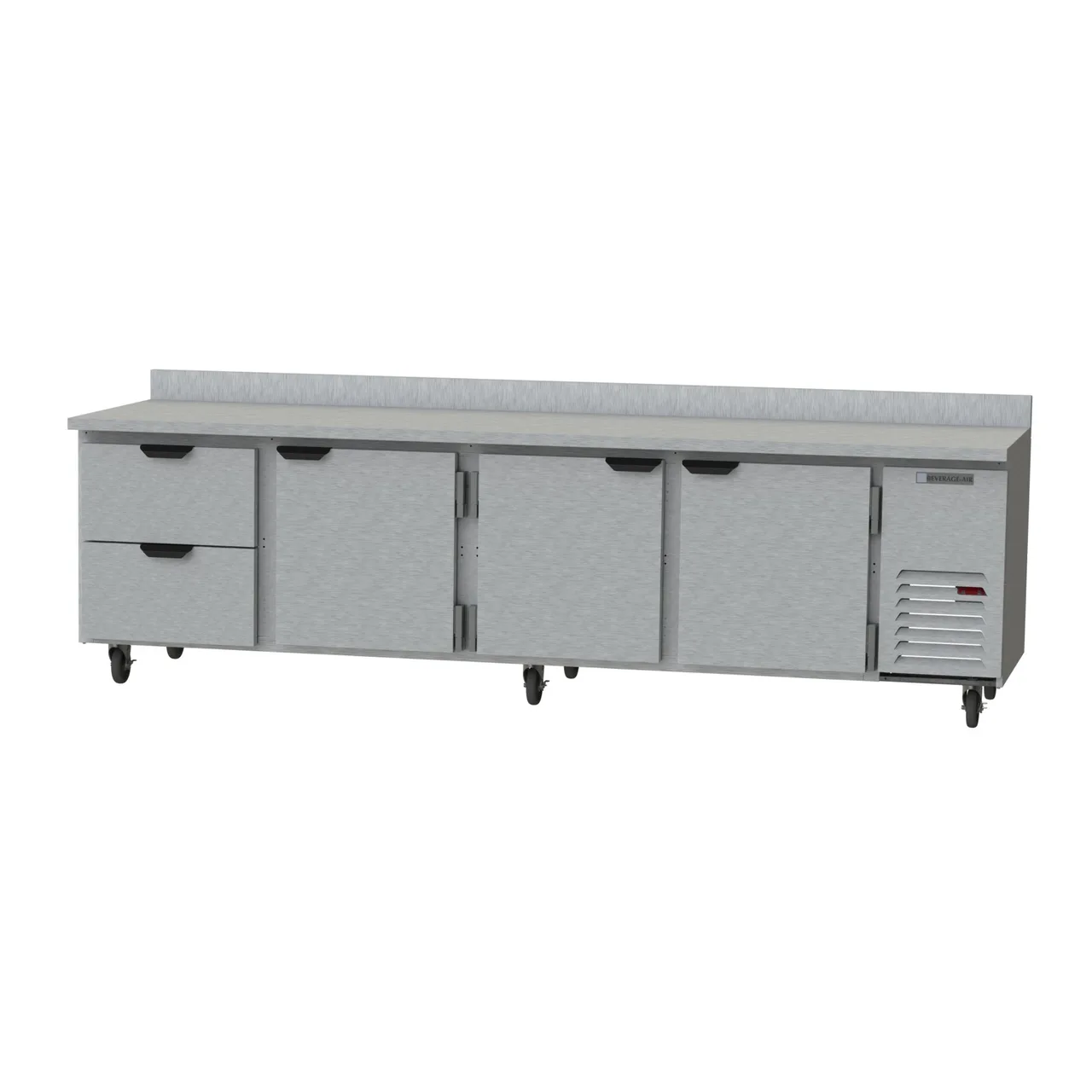 Beverage Air WTRD119AHC-2 119" 4-Section Worktop Refrigerator w/ 2 Drawers & 3 Doors, 40 cu. ft.