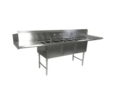 John Boos DT3B244-2D24R 121" Dishtable with Potsinks, (2) 24" Drainboards, 3 Bowls, Clean
