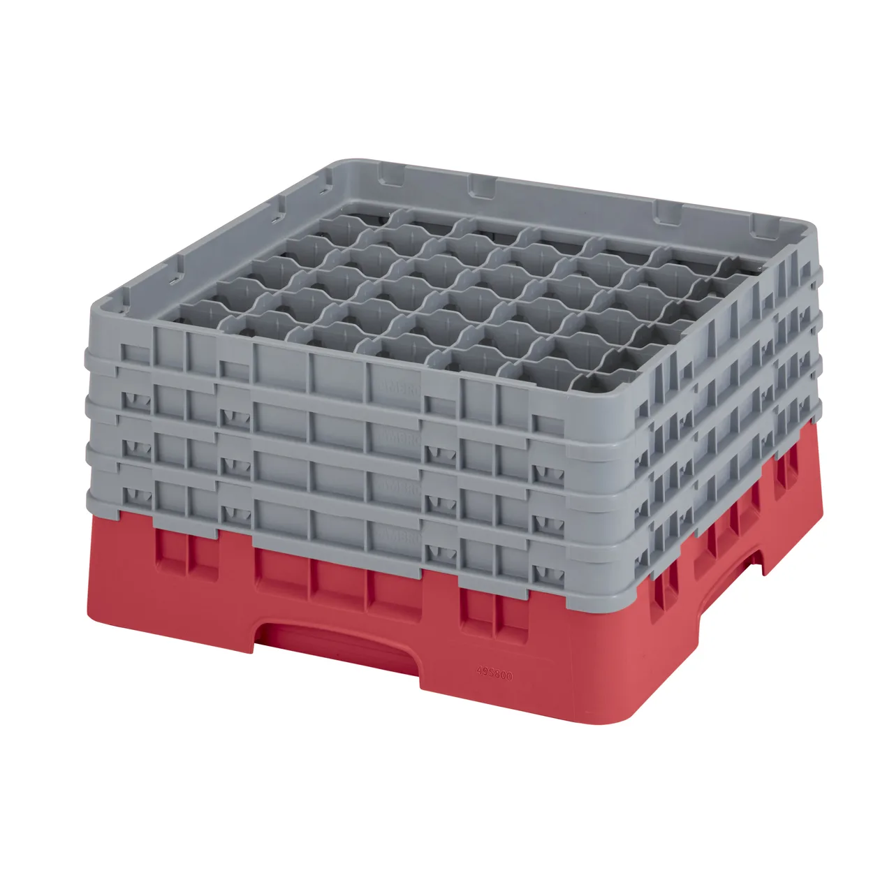 Cambro 49S800163 Camrack Glass Rack, Full Size, Red, 19-3/4 x 19-3/4 x 10-1/2, 49 Compartments, 2-7/16 Max Dia, HACCP Compliant, NSF Certified