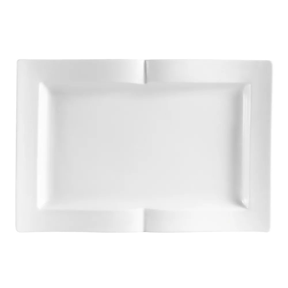 CACChina GBK-12 Goldbook Platter 10-1/4"L x 7"W x 1"H, Porcelain Bone White, Dishwasher Safe - Dozen
