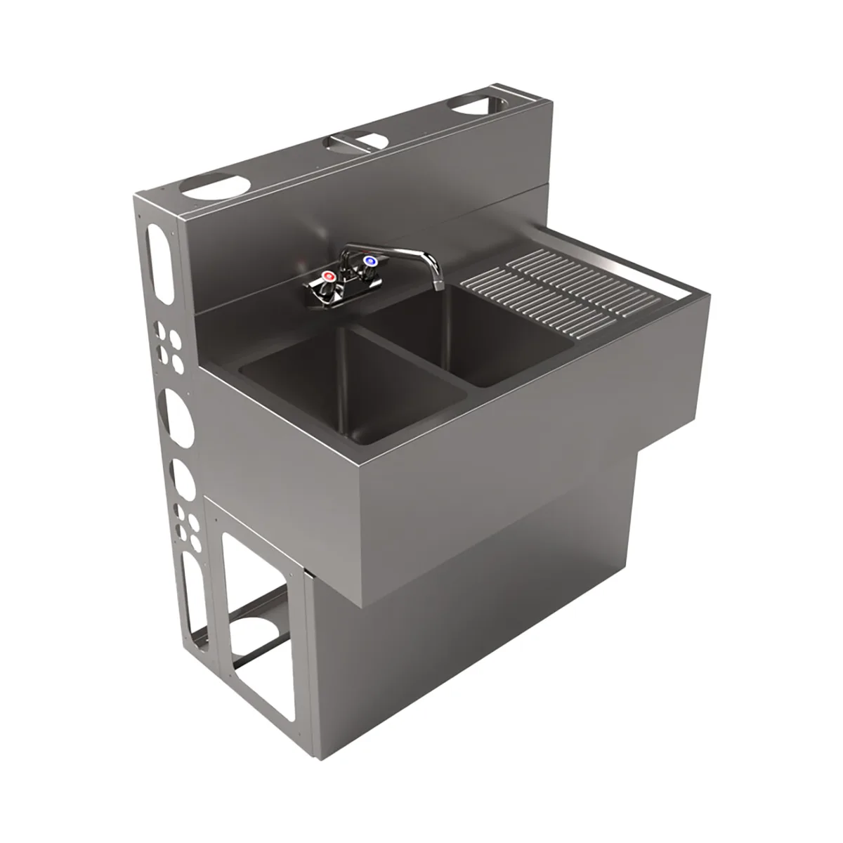 BK Resources UBDW-18-236RS Underbar Sink Units, 2 Compartment with Right Drainboard