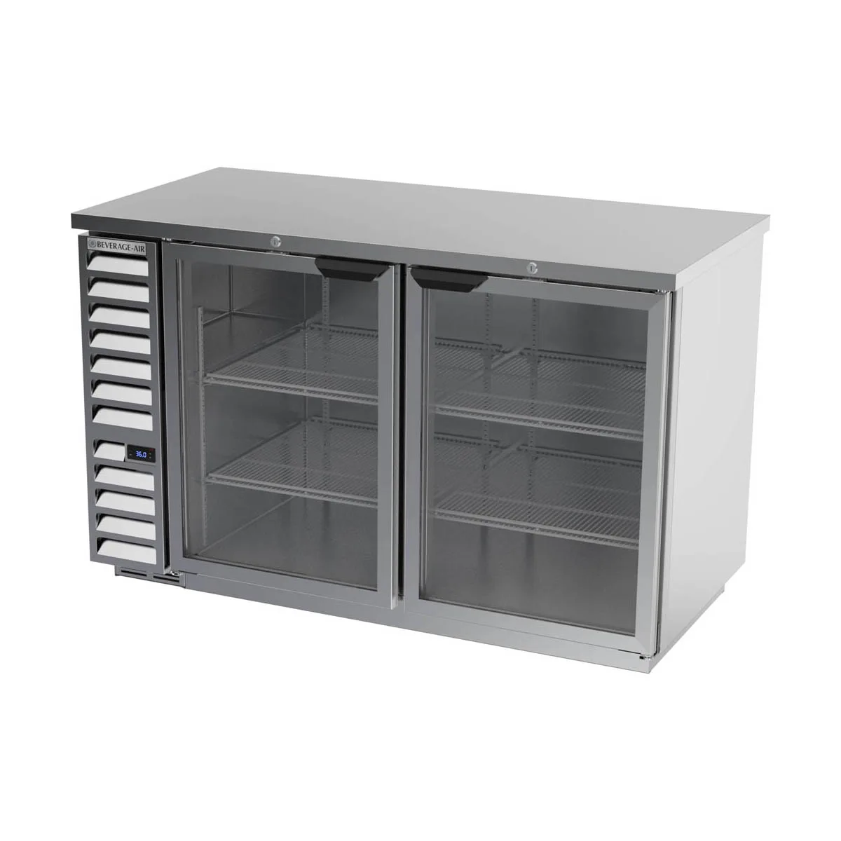 Beverage Air BB58HC-1-G-S 59" 2 Section Stainless Steel Back Bar Cooler with Glass Door