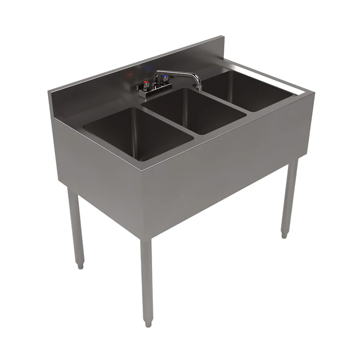BK Resources UB4-21-336S 36" Underbar Sink Units, 3 Compartment without Drainboard