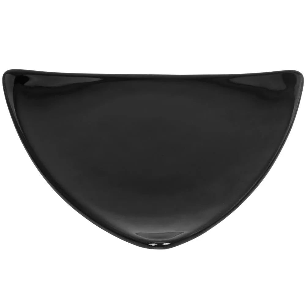 CAC China TRG-21-BLK Triangular Plate, 11-1/2"×11-1/2"×1-1/4", Black Ceramic, Flat Edge - Dozen