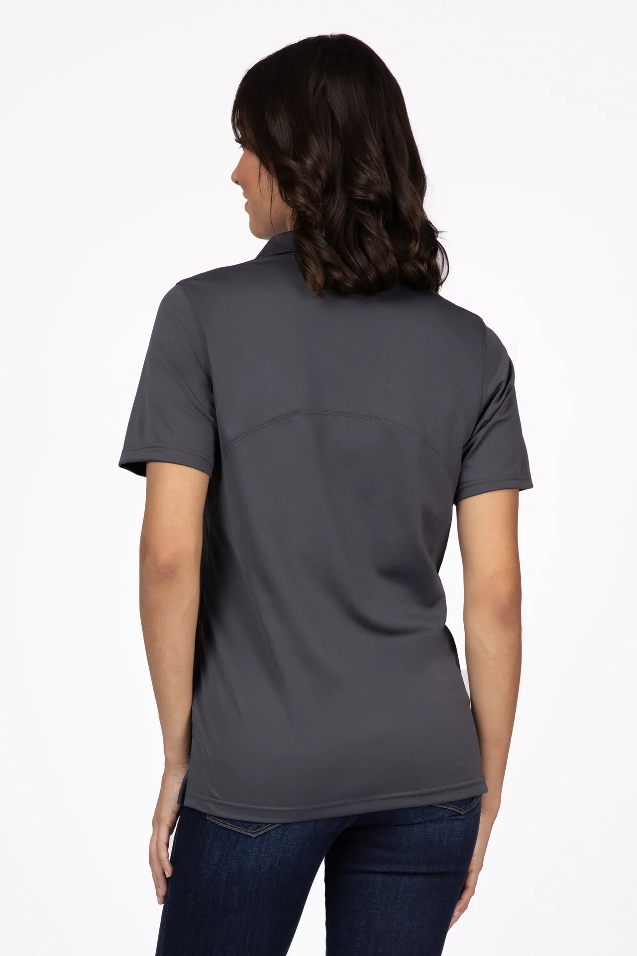 Chef Works Z650W-IGY-M Women's Medium Gray Collared Polo Cook Shirt, 100% Polyester