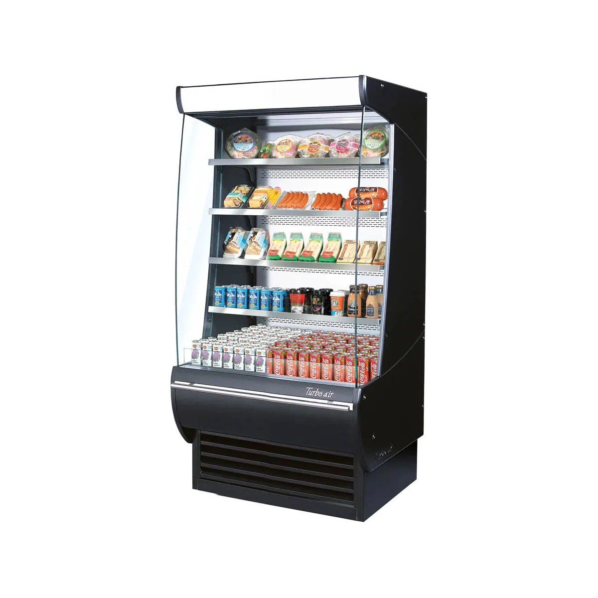 Turbo Air TOM-36DXB-N 36" Extra Deep Vertical Open Air Merchandiser in Black, Self-Contained, 4 Shelves