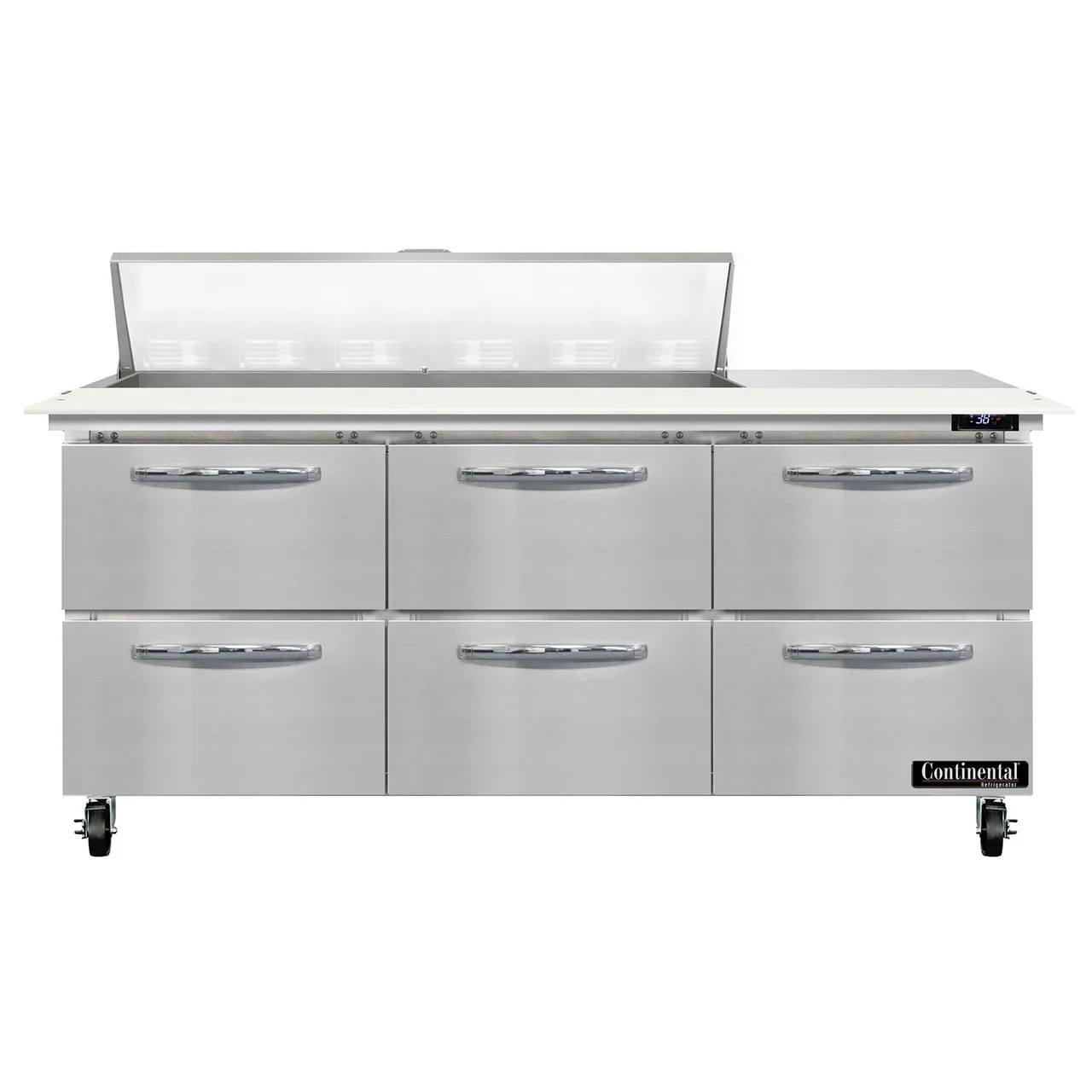 Continental Refrigerator SW72N12C-D 72" Sandwich / Salad Prep Table w/ 6 Drawers, 12 Pans