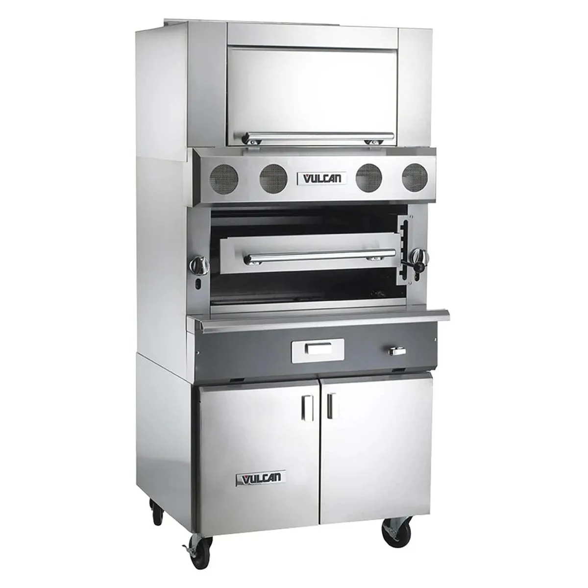 Vulcan VBB1BF Heavy Duty Double Deck Radiant Upright Broiler with (3) Burners, Cabinet Base, 100.000 BTU
