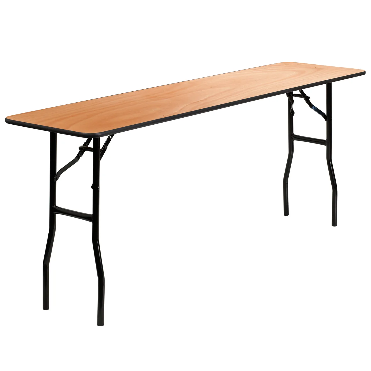 Flash Furniture YT-WTFT18X72-TBL-GG Folding Training Table, 72"W x 18"D x 30-1/4"H, 3/4" Plywood Top, Black PVC Edge, 265 lbs, Rectangular Seminar Table