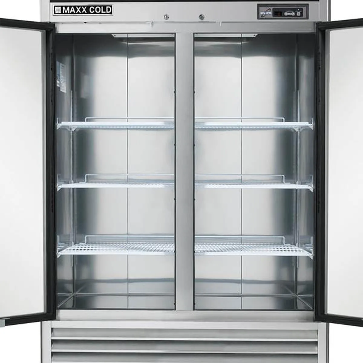 Maxx Cold MCF-49FDHC 54" 2-Solid Door Reach-In Freezer, Bottom Mounted, 42.8 cu. ft., Stainless Steel