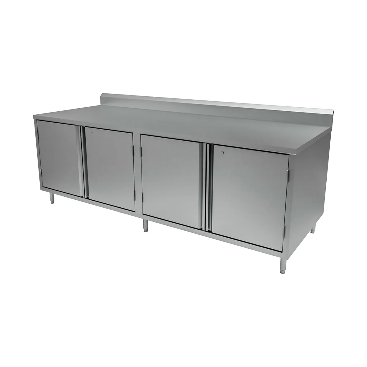 BK Resources CSTR5-36120HL 120" Chef Table, Cabinet Base with 4 Hinged Doors & Locks