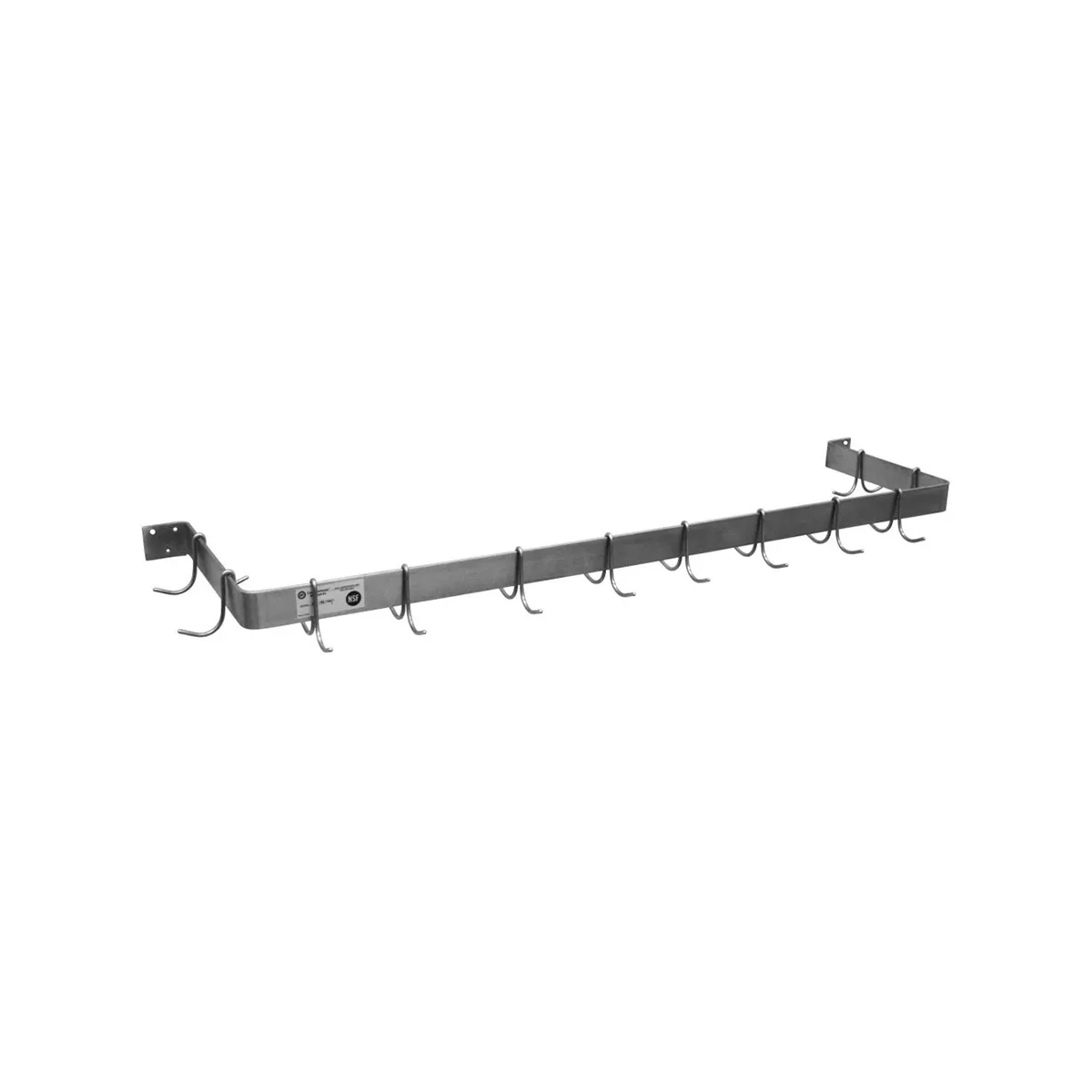 Serv-Ware SW1-48-CWP-8 Stainless Steel Wall-Mounted Pot Rack w/ 4 Double Prong Hooks
