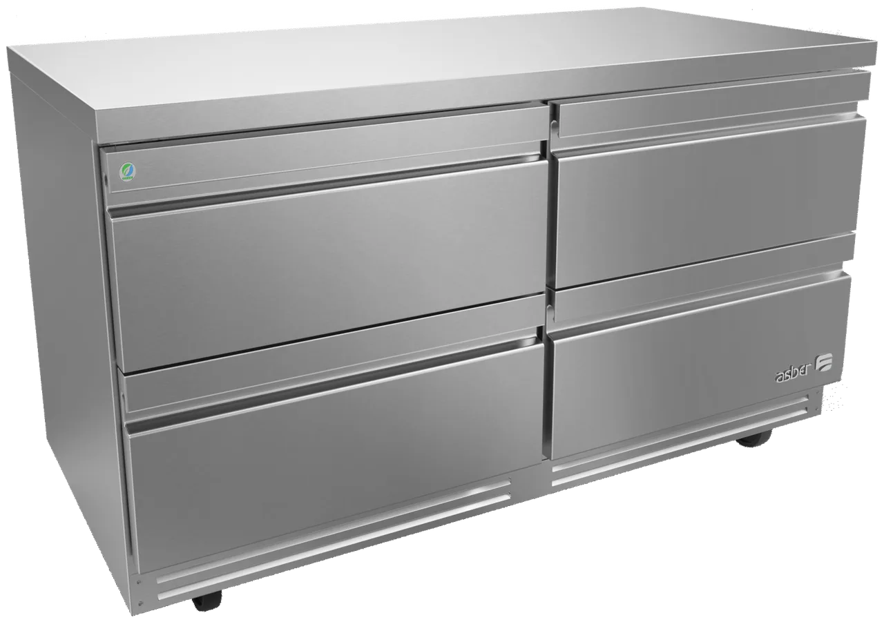 Asber AUTR 60 D4 P 60" 4-Drawer Undercounter Refrigerator, Stainless, Front Breathing, 20.6 cu. ft.