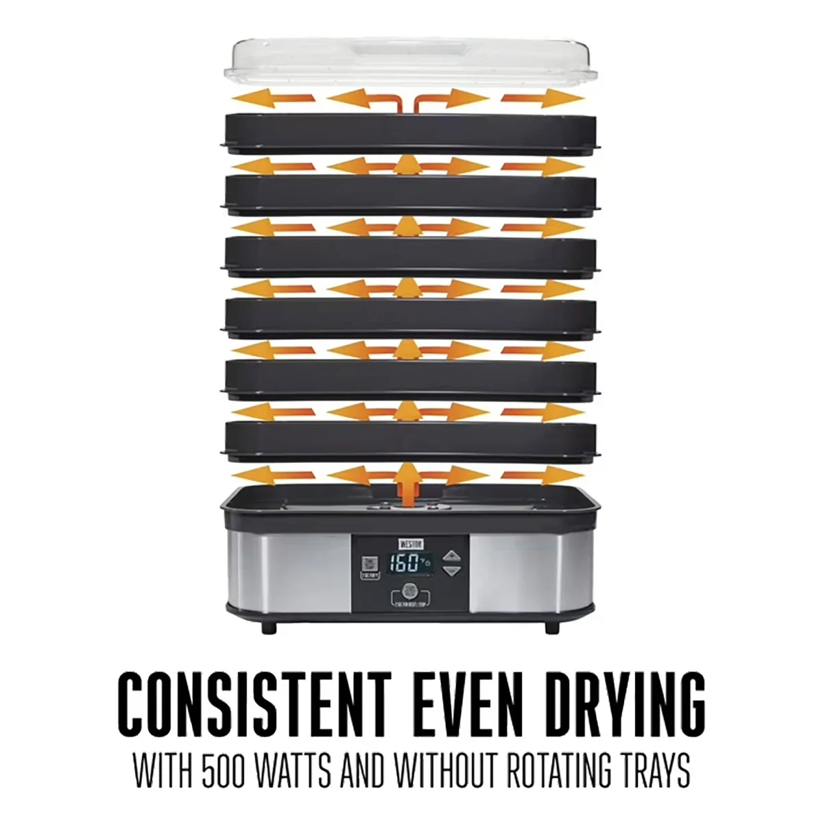 Hamilton Beach 75-0401-W Weston Digital Dehydrator, Single Zone, 6 Trays, 500W, 120V