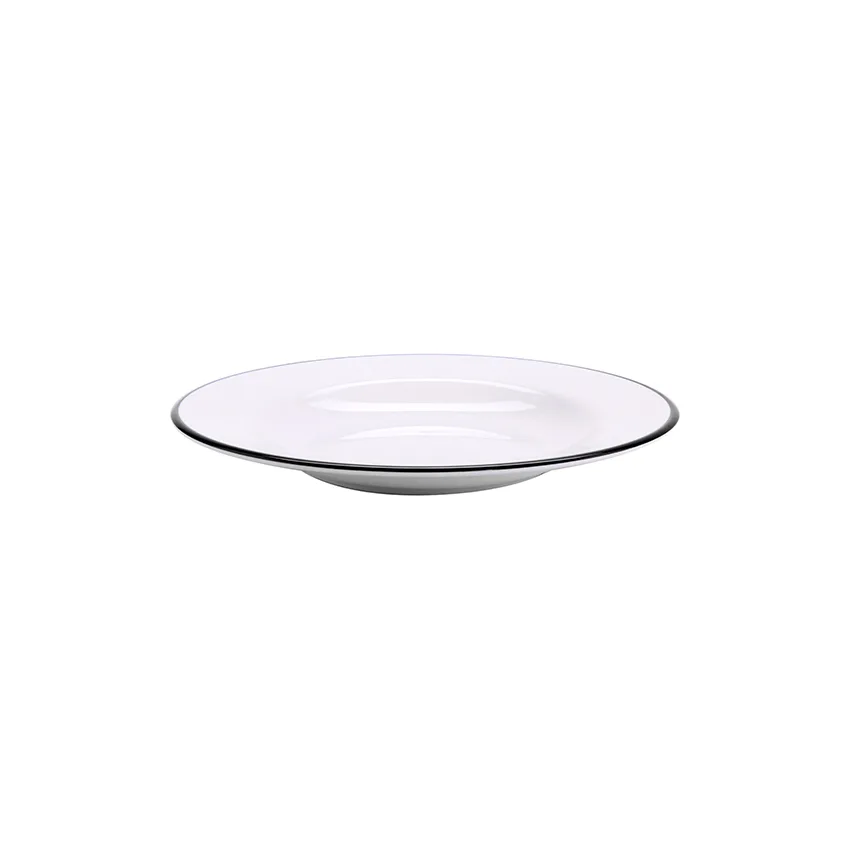 GET B-220-W/BK Settlement Bistro Bowl, 11", 28‑32 Oz White Black Trim Melamine - Dozen