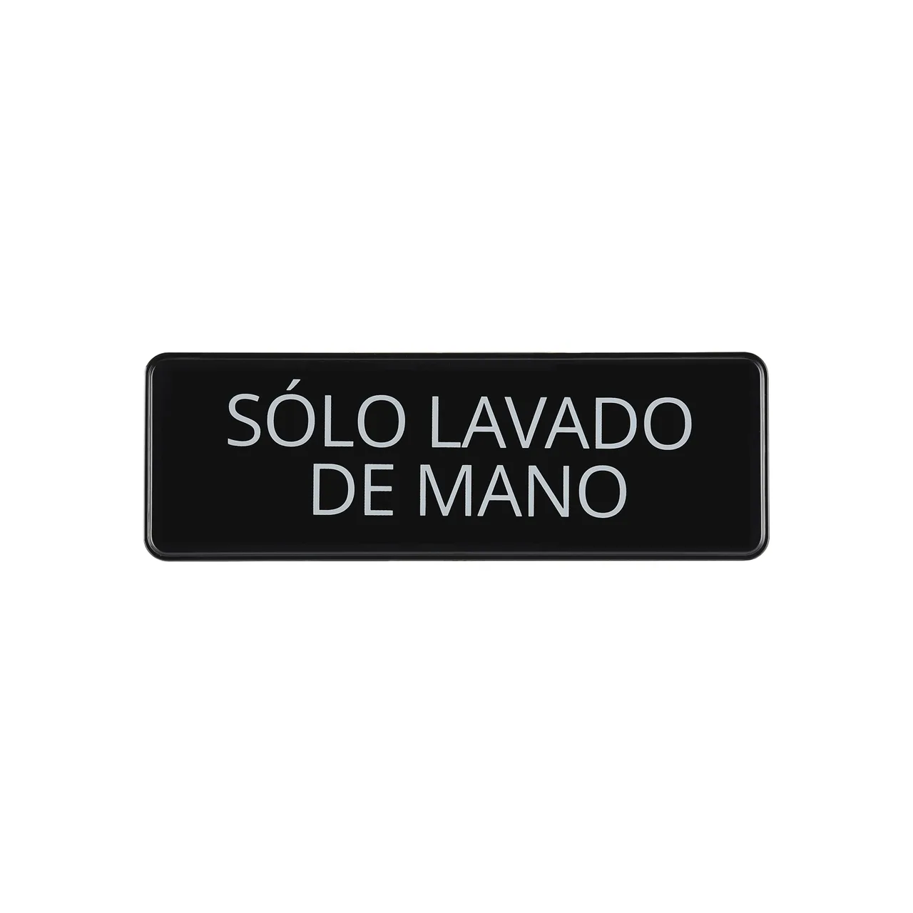 CAC China SCS3-HW02 Compliance Sign, 9" x 3", Spanish, Hand Wash Only, Heavy-Duty Plastic, Black