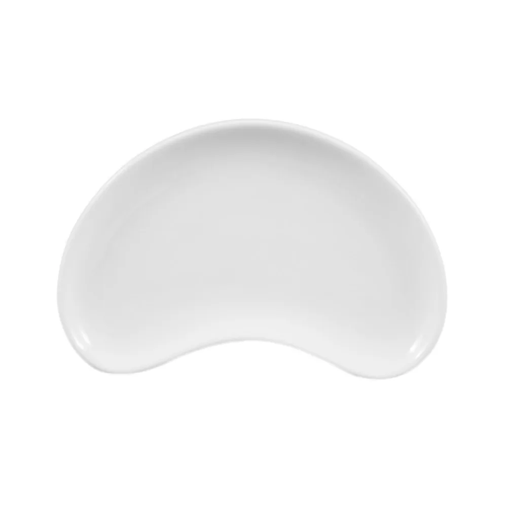 CAC China CRS-8 Festiware Crescent Plate, 8-3/4"L x5"W x3/4"H, Porcelain White, Dishwasher - Dozen