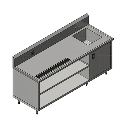 John Boos 4CB4R10-30120-R Beverage Table, Cabinet Base with Open Front