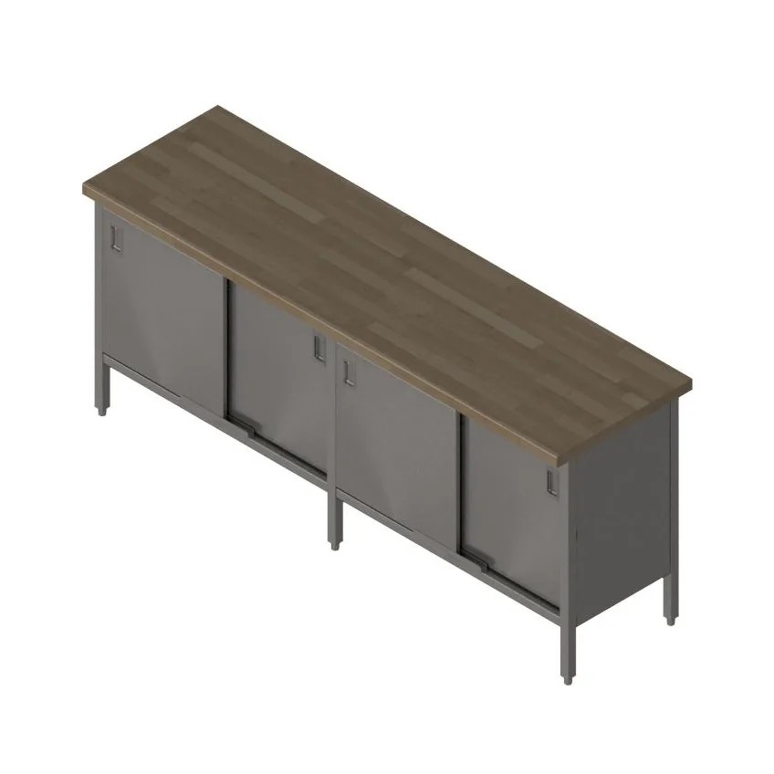 John Boos EBSW7-3096 Work Table, Cabinet Base with Sliding Doors
