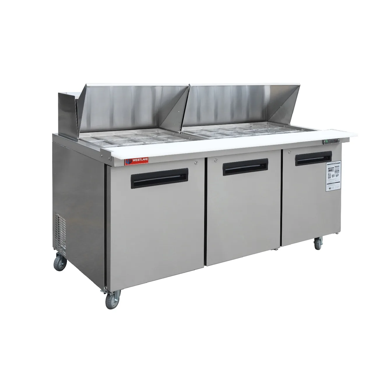 Westlake WKSR-72BM 72" 3-Door Sandwich and Salad Prep Table, 30 Pans Capacity, 33‑41°F, R290