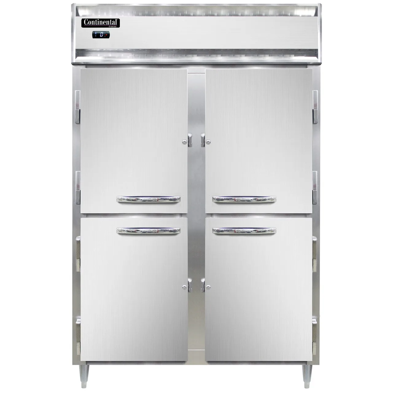 Continental Refrigerator D2FNSAHD 52" 4-Half Solid Doors 2-Section Reach-In Freezer, Top Mounted, 50 cu. ft., Stainless Steel