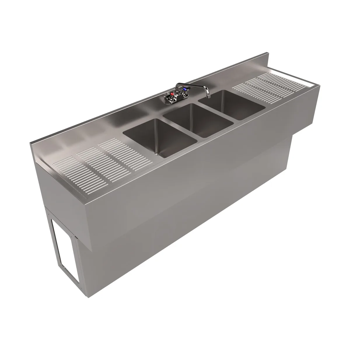 BK Resources UBB-18-372TS Underbar Sink Units, 3 Compartment with 2 Drainboards