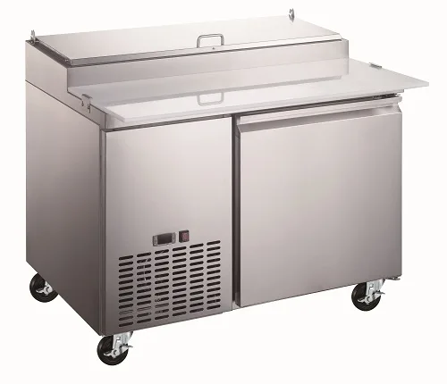 Omcan USA 59042 44" 1-Section Refrigerated Pizza Prep Table w/ 1 Door, (6) 1/3 Pans