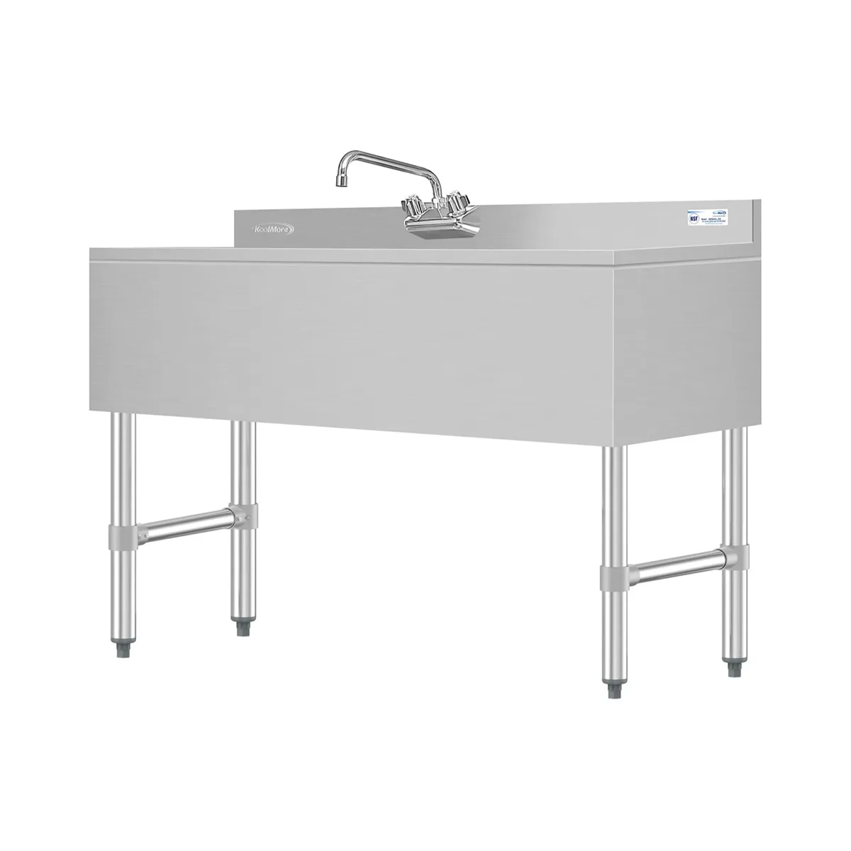 Koolmore SBR3B48-L-320 48" Underbar Sink Units, 3 Compartment with Left Drainboard
