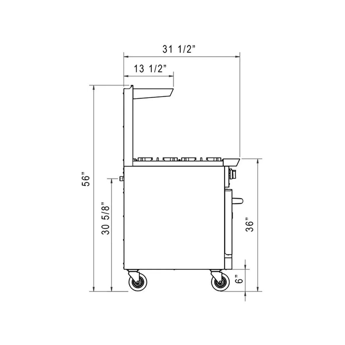 Dukers Appliance Co DCR36-6B 36" Gas Restaurant Range w/ (6) Open Burners, (1) Standard Oven, 233.000 BTU