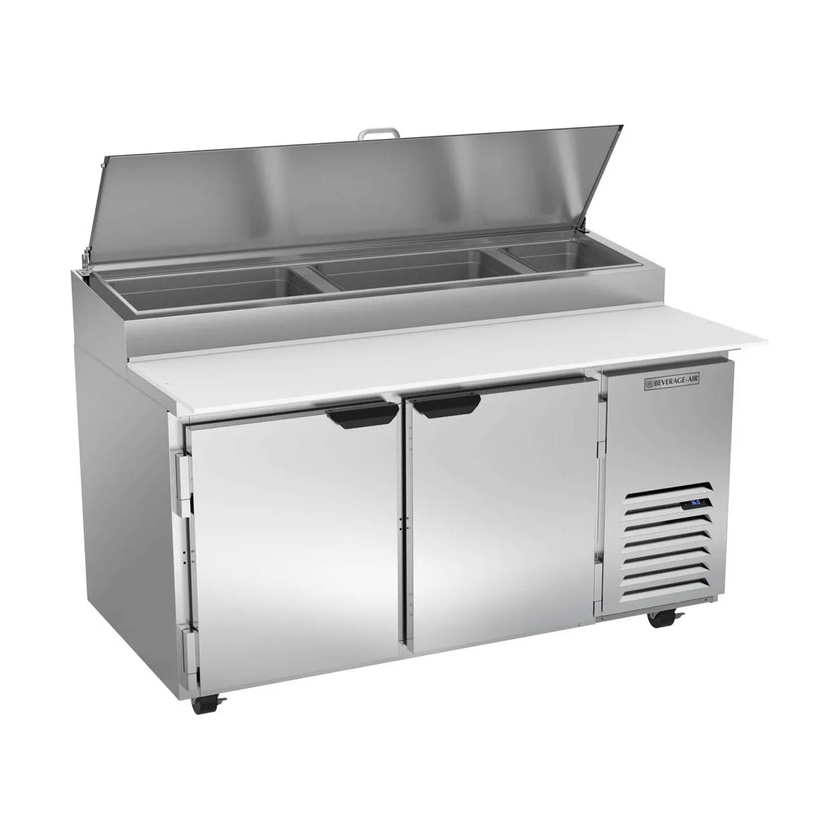 Beverage-Air DP60HC 60" 2-Section Refrigerated Pizza Prep Table w/ 2 Doors, 17.8 cu. ft.