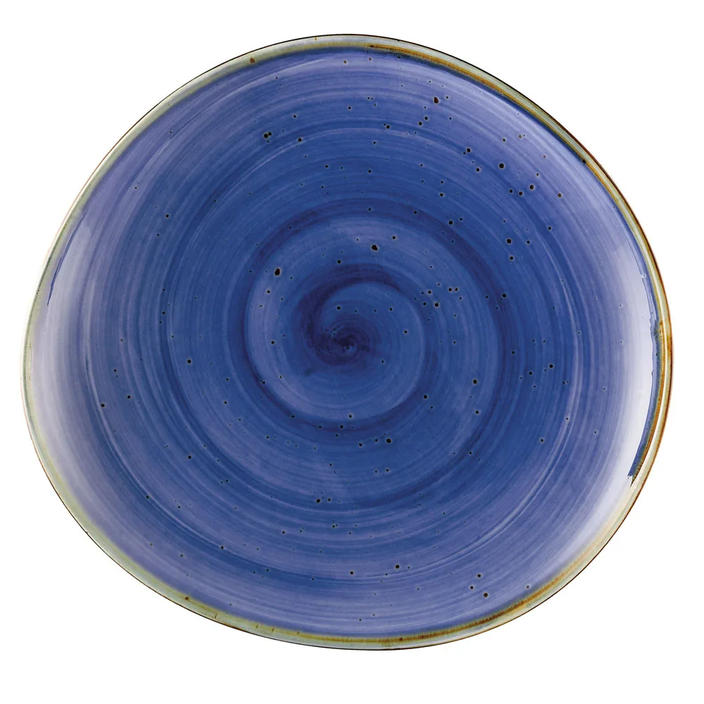 CACChina TUS-21-BLU Tucson Plate, 12¼" x 11½" Irregular Round Porcelain, Starry Night Blue - Dozen