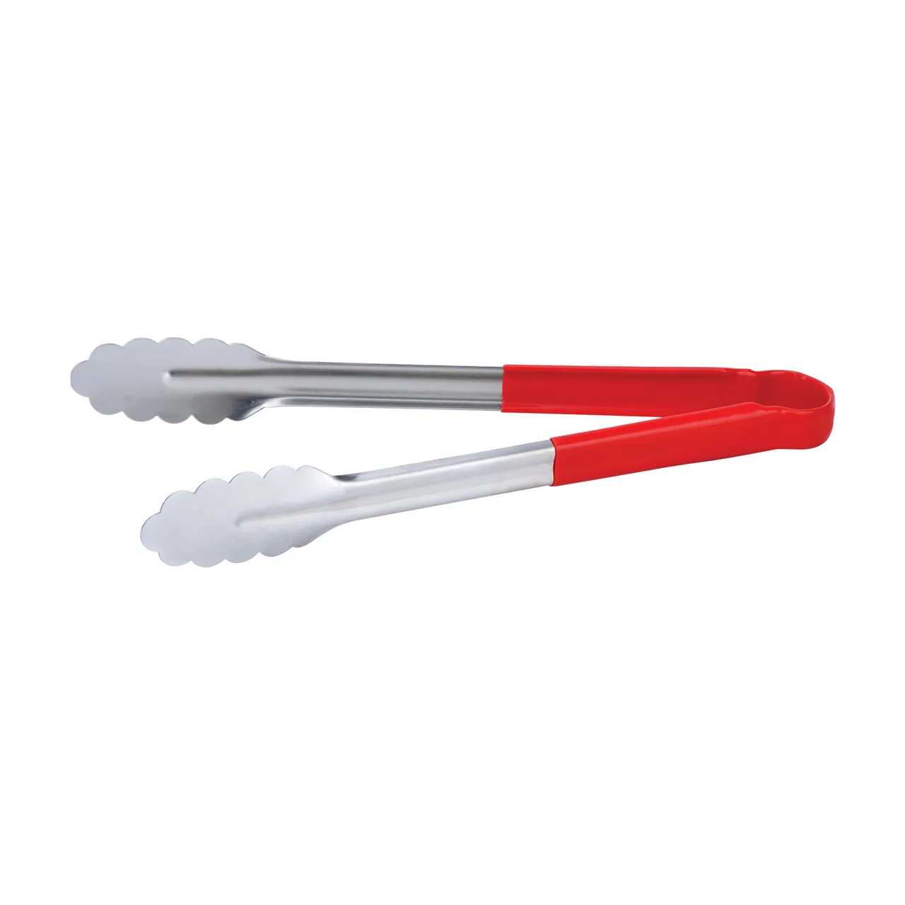 CAC China STCH-12RD Utility Tongs, 12" Heavy-Duty Stainless Steel, Red Handle